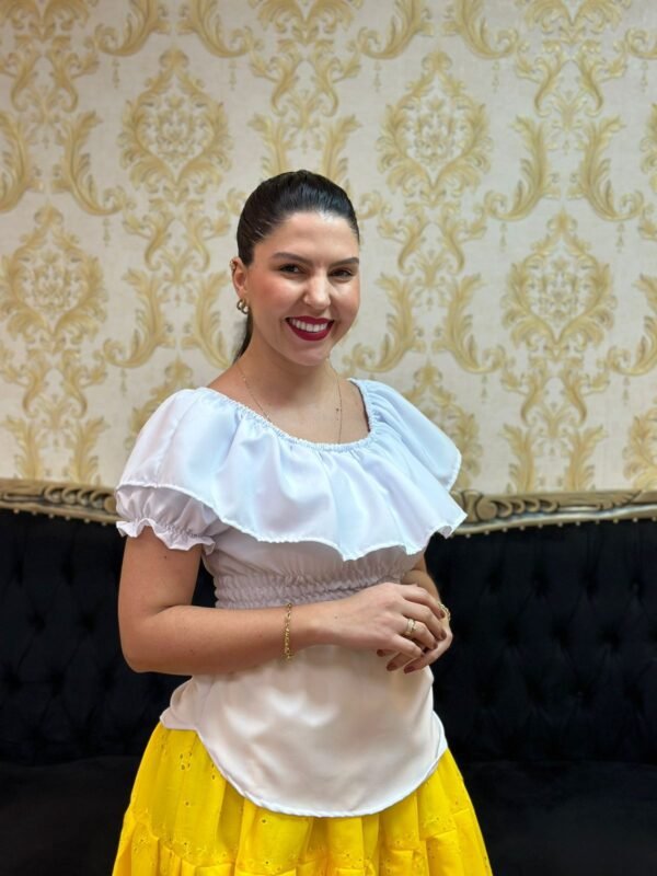 Blusa Babado Oxfor Branca 012 - Imagem 5