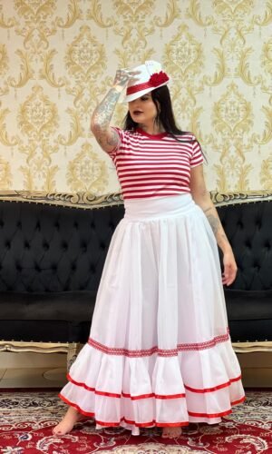 Blusa Listrada Bca/Verm 014