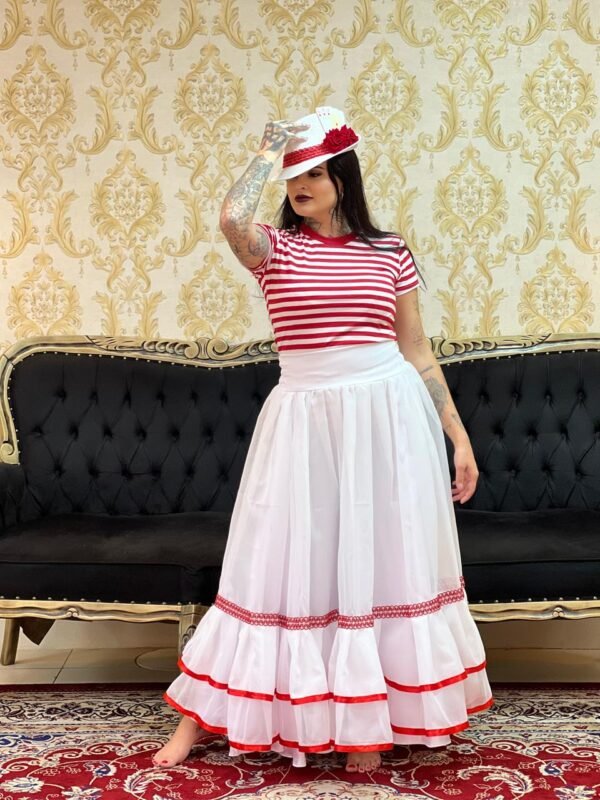 Blusa Listrada Bca/Verm 014