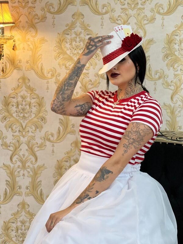 Blusa Listrada Bca/Verm 014 - Imagem 2