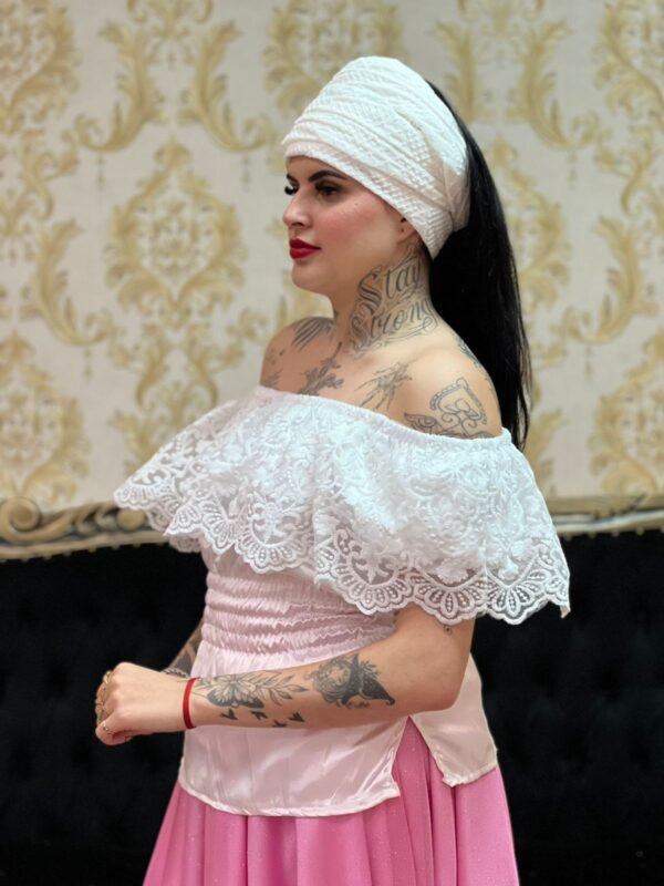 Blusa Babado Bordado Branco 046 - Imagem 3