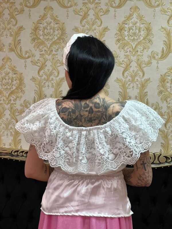Blusa Babado Bordado Branco 046 - Imagem 4