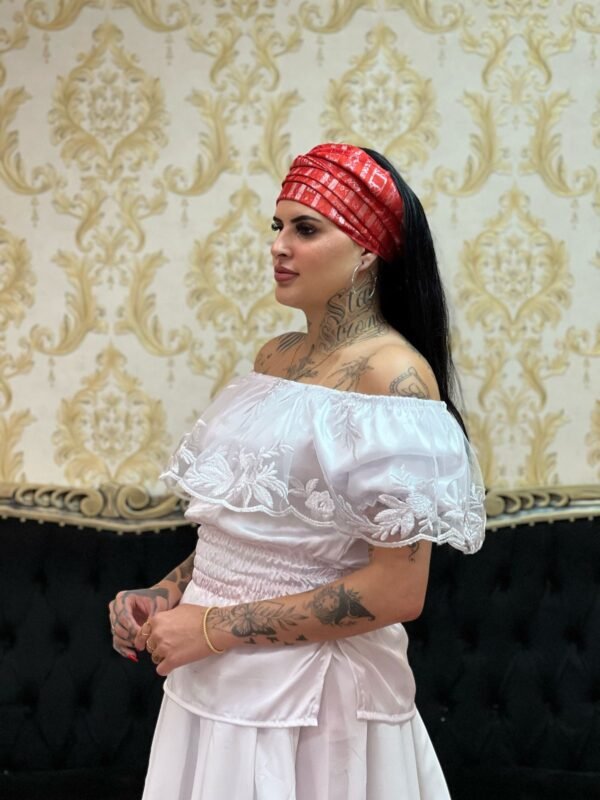 Blusa Babado Bordado Branco 046 - Imagem 3