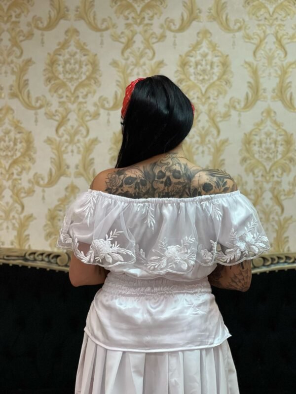 Blusa Babado Bordado Branco 046 - Imagem 4