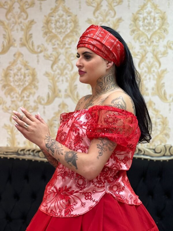 Blusa Bordada Bca/Verm 121 - Imagem 3