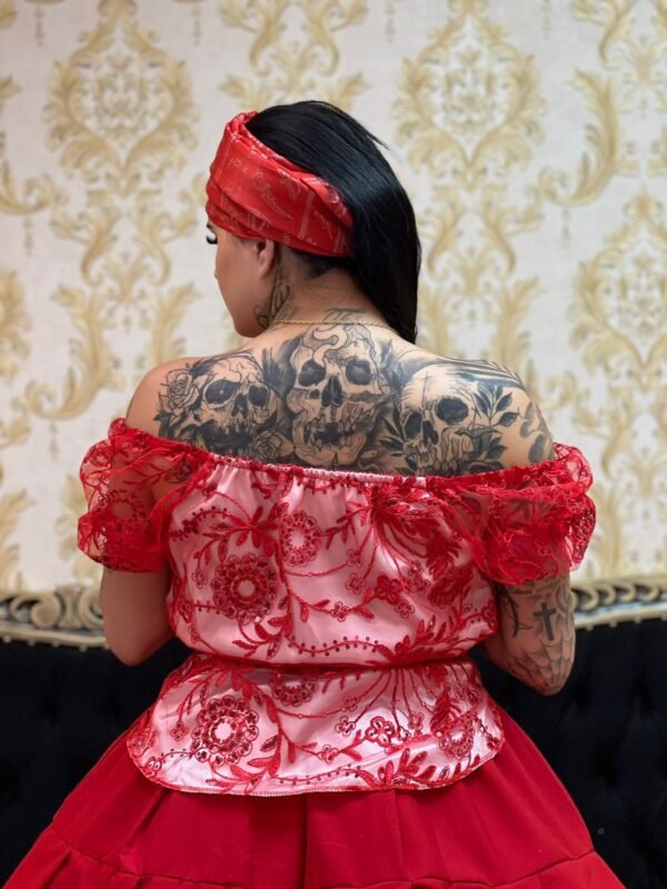 Blusa Bordada Bca/Verm 121 - Imagem 4