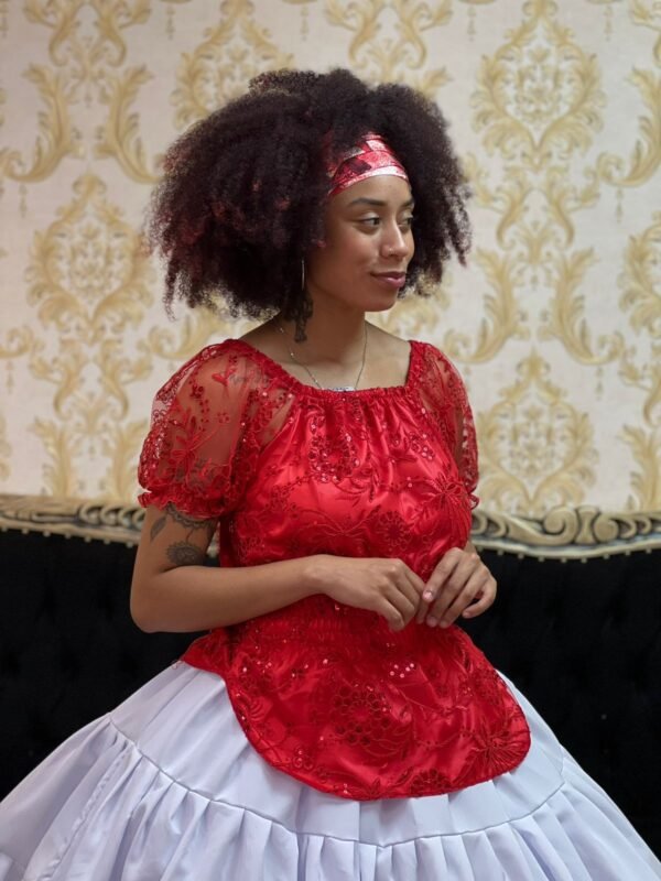 Blusa Bordada Vermelha 163 - Imagem 3