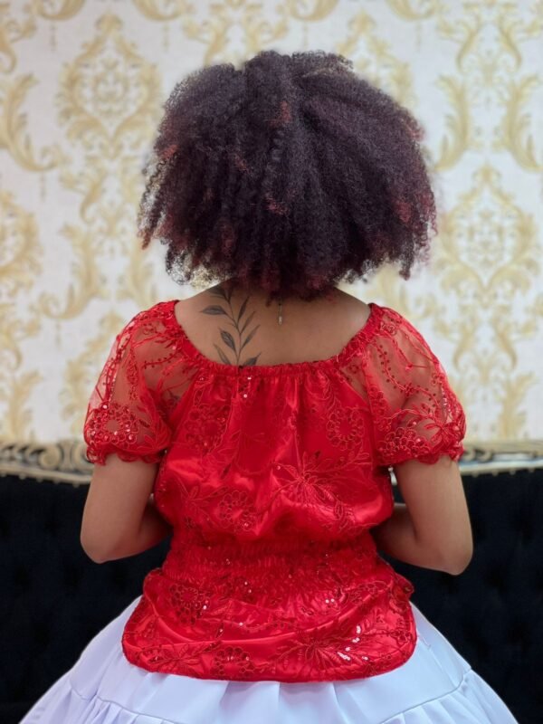 Blusa Bordada Vermelha 163 - Imagem 4