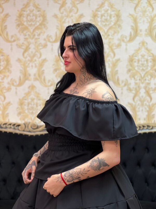 Blusa Babado Oxfor Preta 222 - Imagem 4
