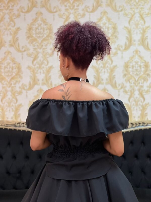 Blusa Babado Oxfor Preta 222 - Imagem 4
