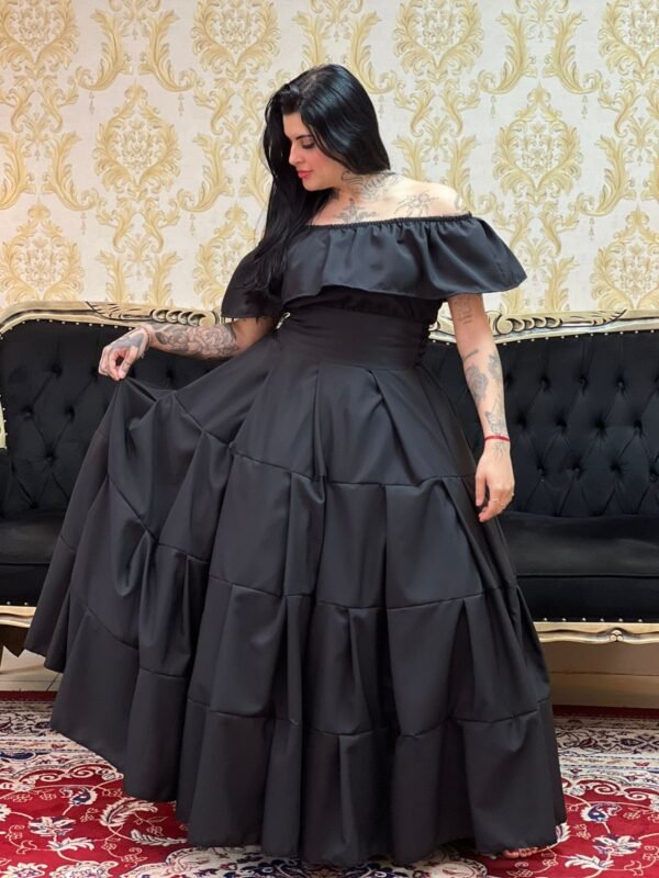Blusa Babado Oxfor Preta 222