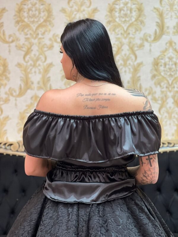 Blusa Babado Cetim Preto 248 - Imagem 4