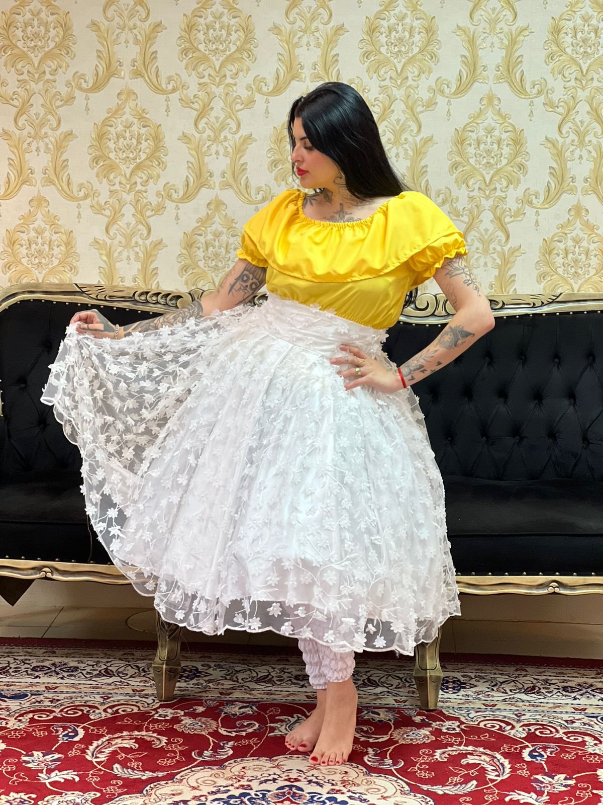 Blusa Babado Oxfor Amarela 307