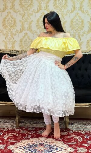 Blusa Babado Cetim Amarela 324