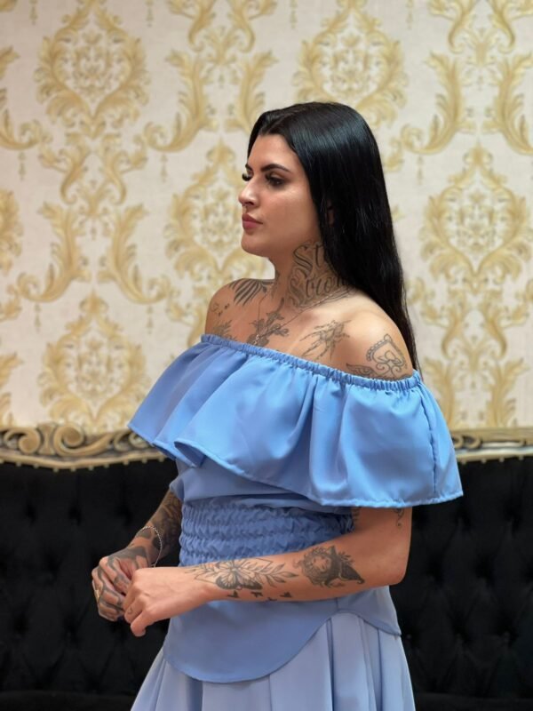 Blusa Babado Oxfor Azul 400 - Imagem 3