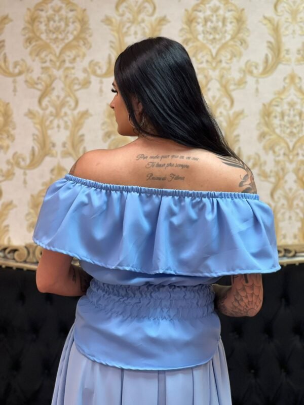 Blusa Babado Oxfor Azul 400 - Imagem 4