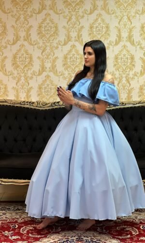 Blusa Babado Oxfor Azul 400