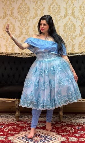 Blusa Babado Brilho Azul 401