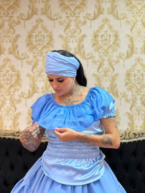 Blusa Babado Brilho Azul 401 - Imagem 2