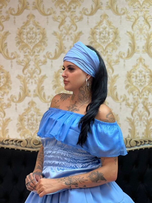 Blusa Babado Brilho Azul 401 - Imagem 3