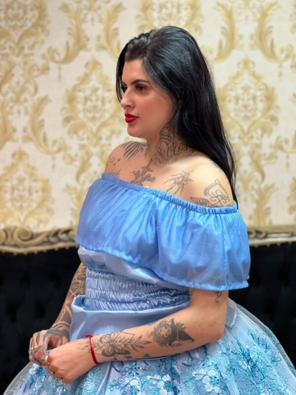 Blusa Babado Brilho Azul 401 - Imagem 3