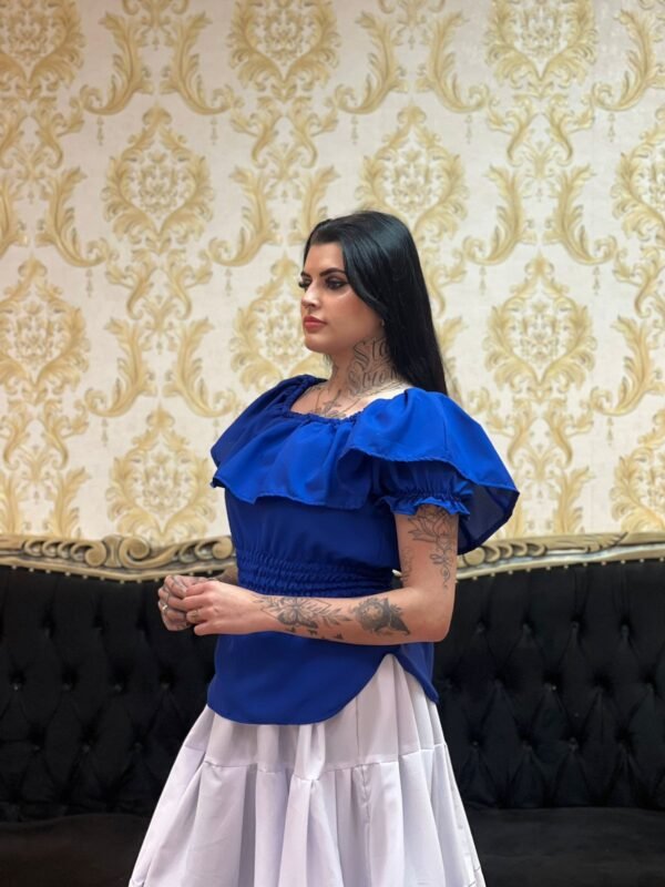 Blusa Babado Oxfor  Azulão 436 - Imagem 3
