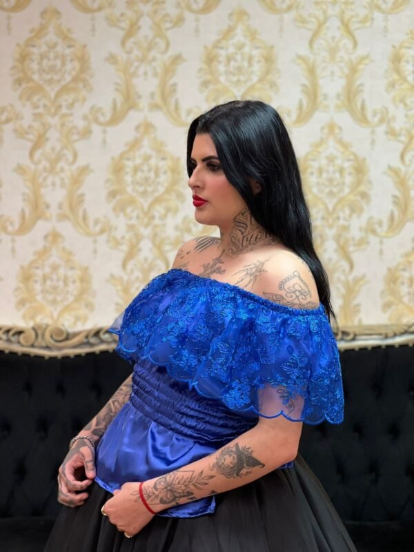 Blusa Babado Bordado Azulão 457 - Imagem 3