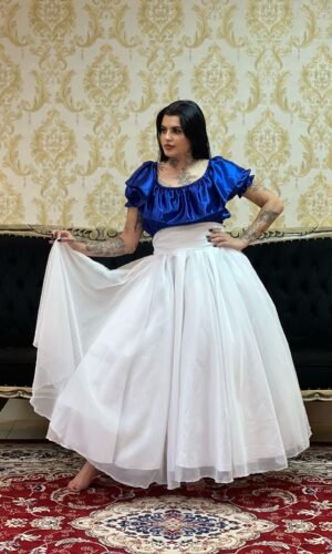 Blusa Babado Cetim  Azulão 462