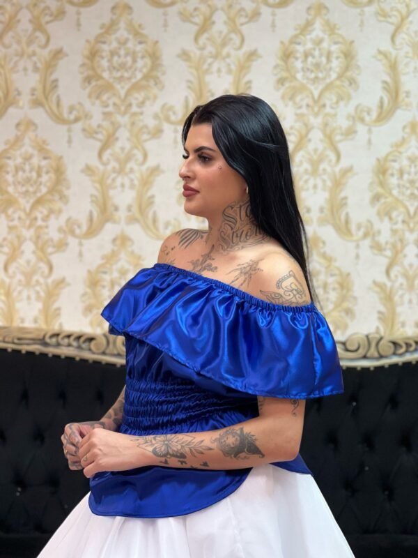 Blusa Babado Cetim  Azulão 462 - Imagem 3