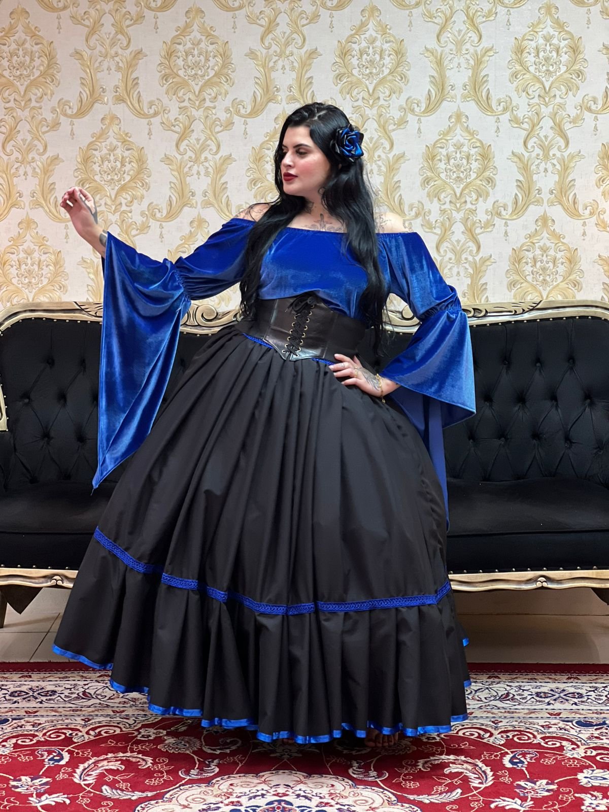 Blusa Mangão Veludo Azulão 467