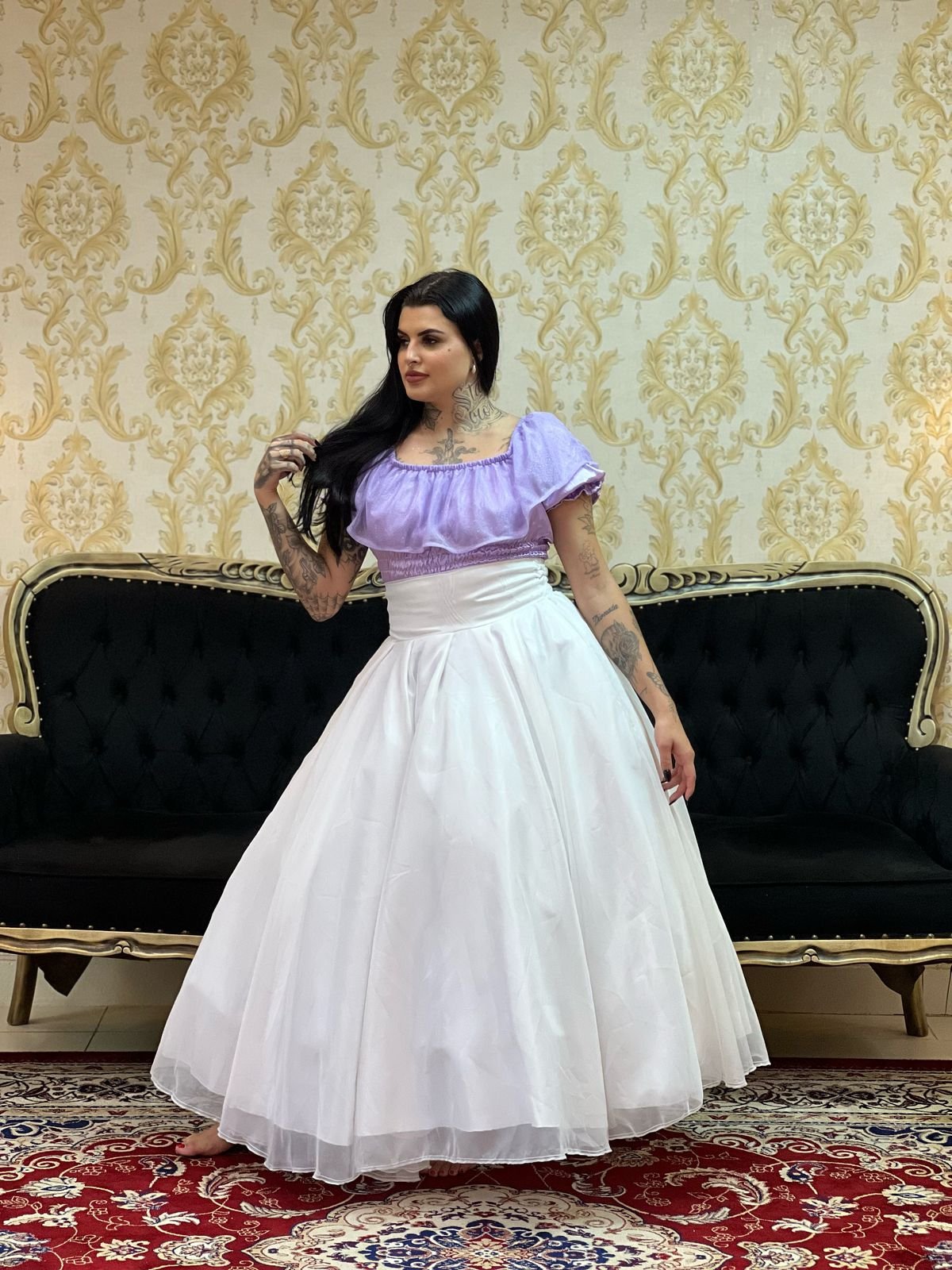 Blusa Babado Brilho Lilás 503