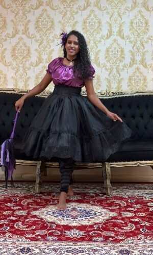 Blusa Babado Cetim Roxa 554