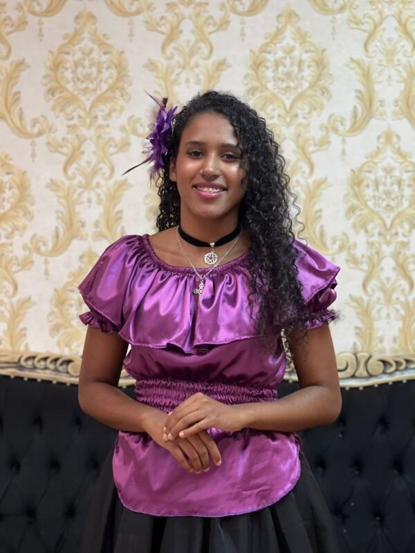 Blusa Babado Cetim Roxa 554 - Imagem 3