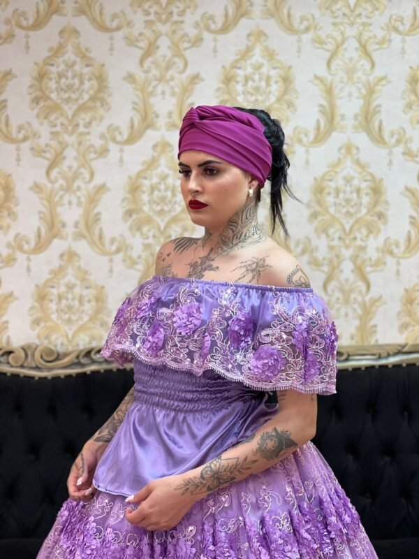 Blusa Babado Bordado Lilás 558 - Imagem 3