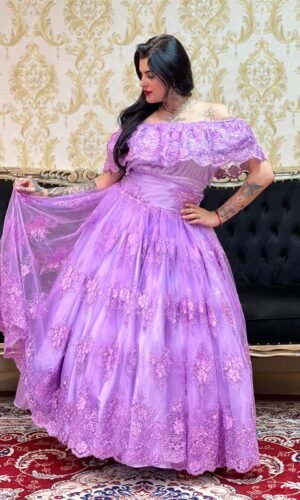 Saia Bordada Longa Lilás 508