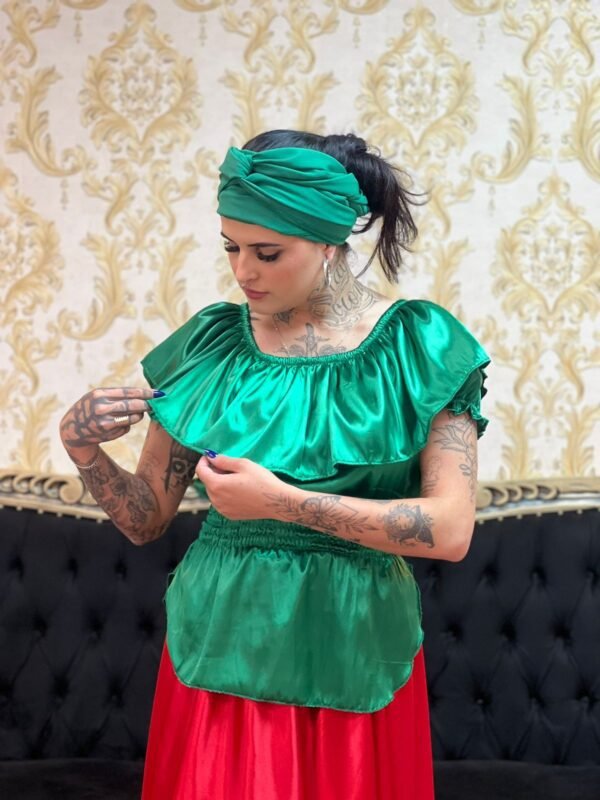 Blusa Babado Cetim Verde 602 - Imagem 5