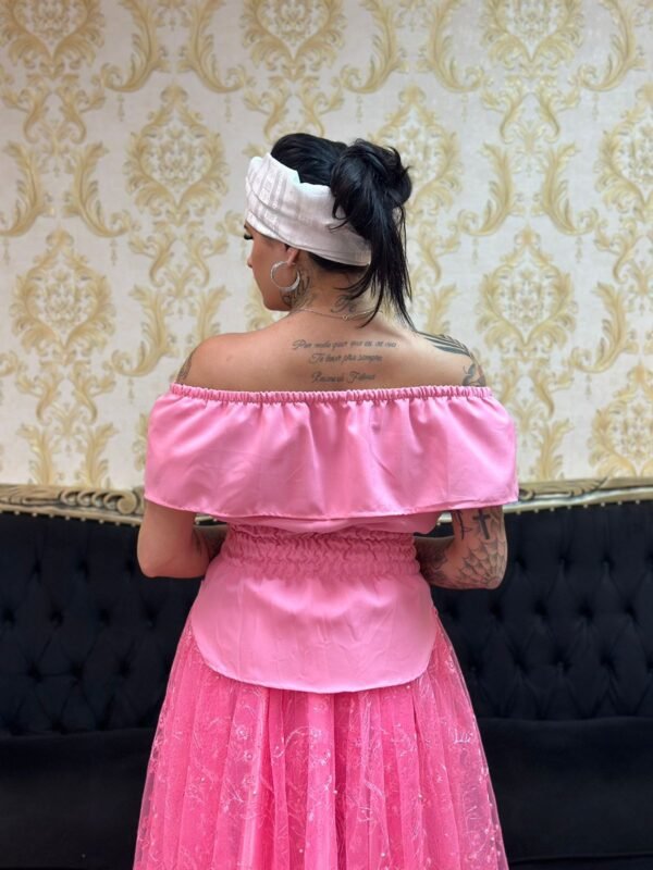 Blusa Babado Oxfor Rosa 706 - Imagem 4