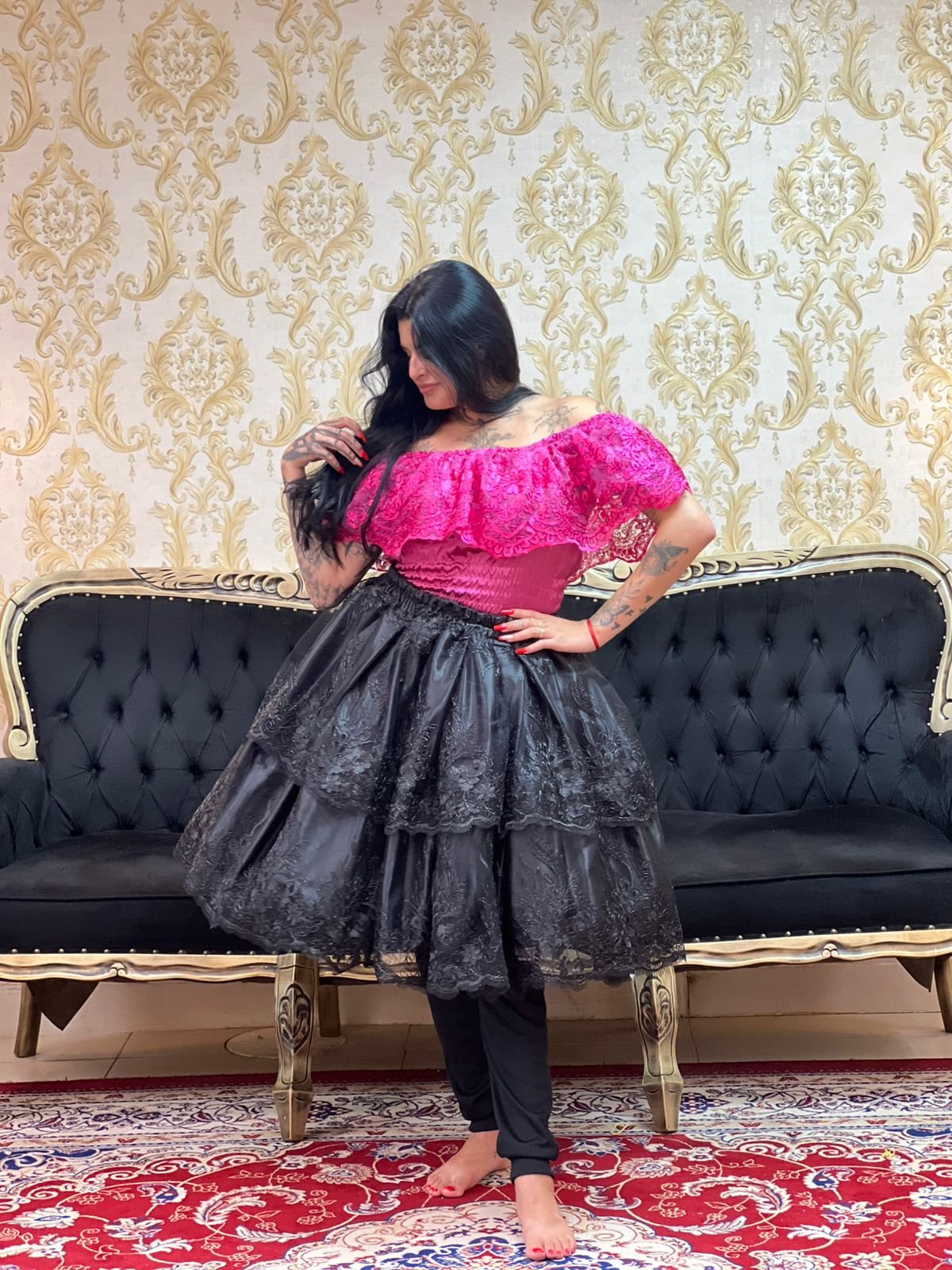 Blusa Babado Bordado Pink 750