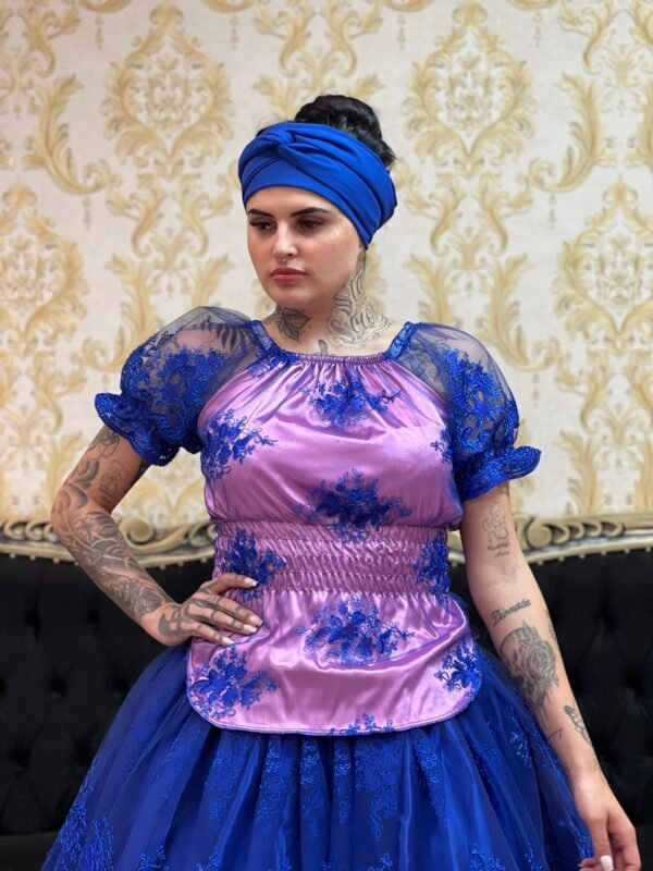 Blusa Bordada Rosa/Azul 754 - Imagem 2