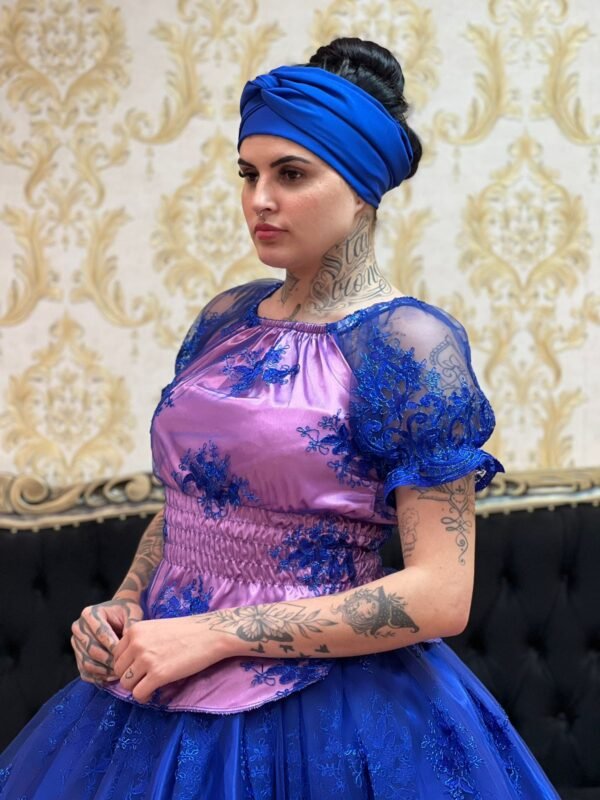 Blusa Bordada Rosa/Azul 754 - Imagem 3