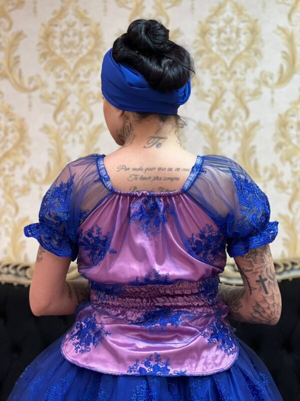 Blusa Bordada Rosa/Azul 754 - Imagem 4