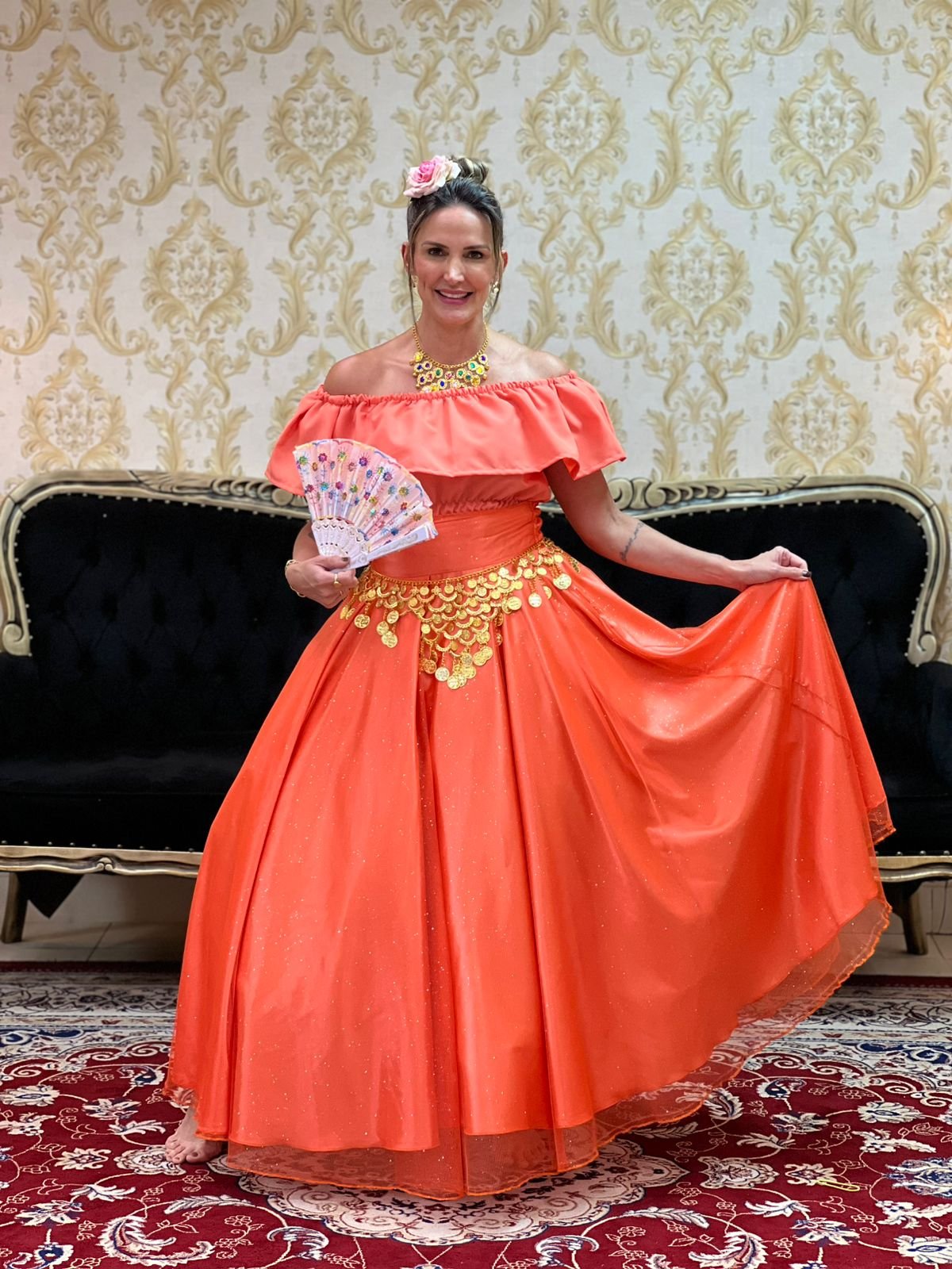 Blusa Babado Oxfor Salmão 800