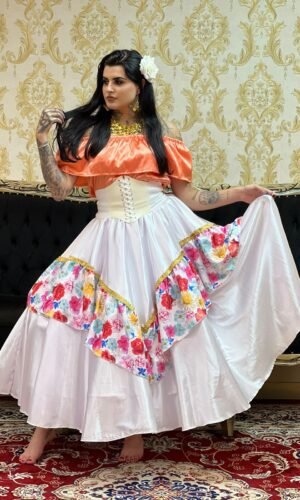 Blusa Babado Cetim Salmão 801