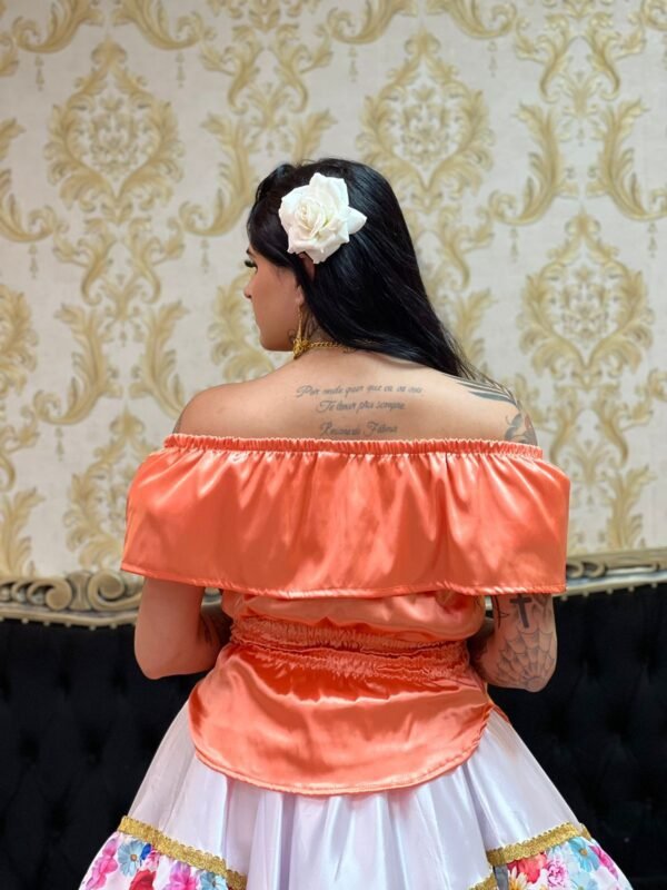 Blusa Babado Cetim Salmão 801 - Imagem 4