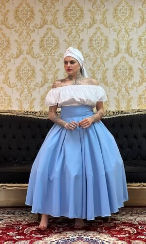 Saia Oxfor Longa Azul 418