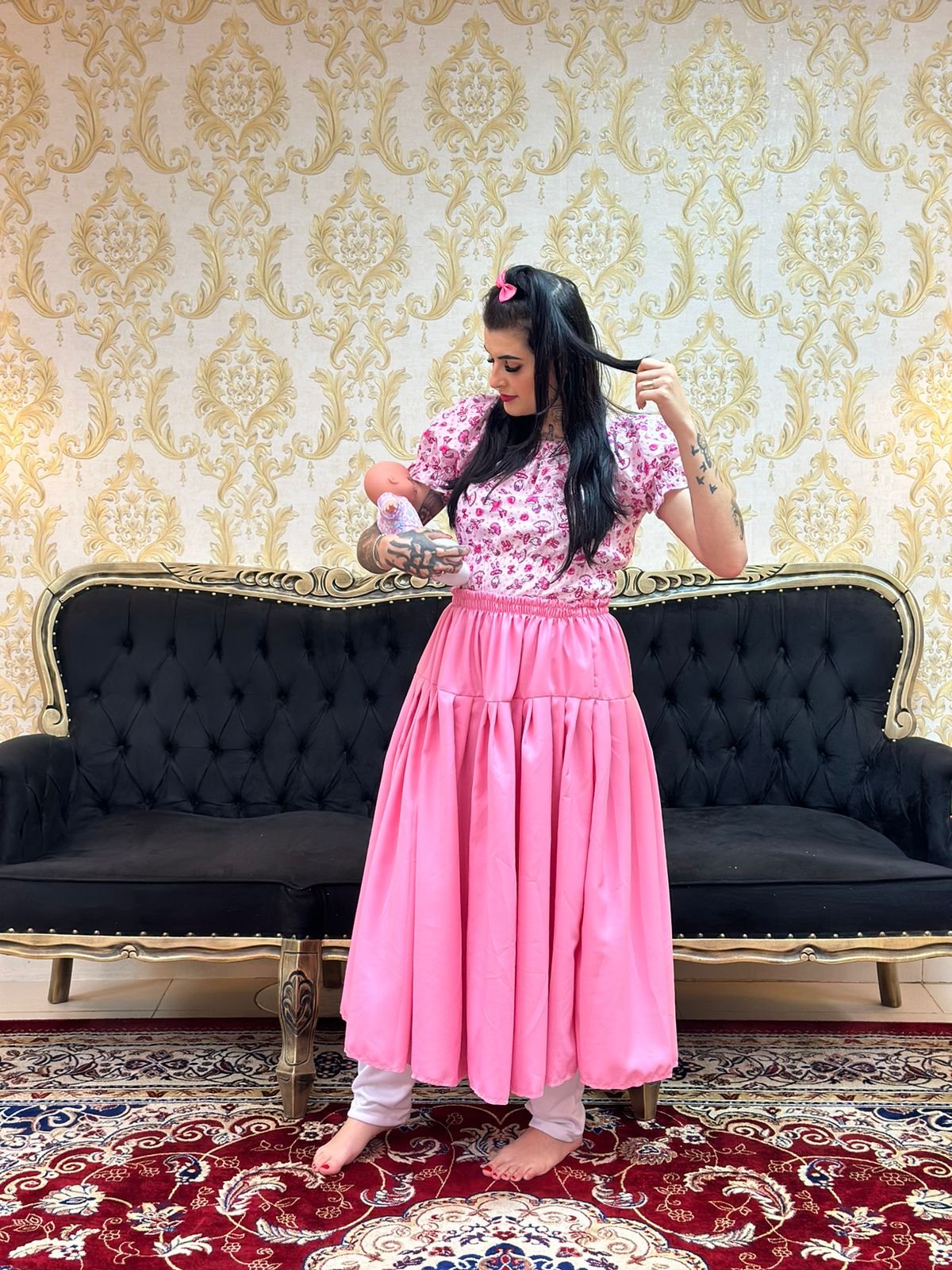 Saia Serão Oxfor Rosa 755