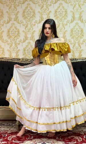 Saia 2 Babados Voal Bco/Dou 069