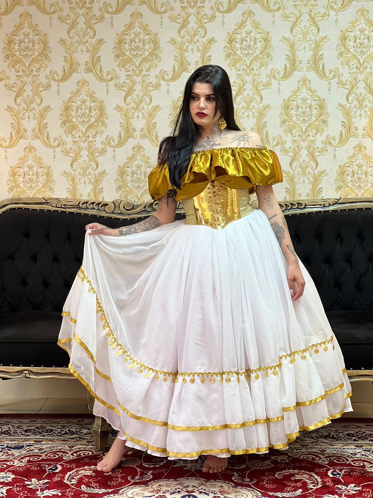 Saia 2 Babados Voal Bco/Dou 069