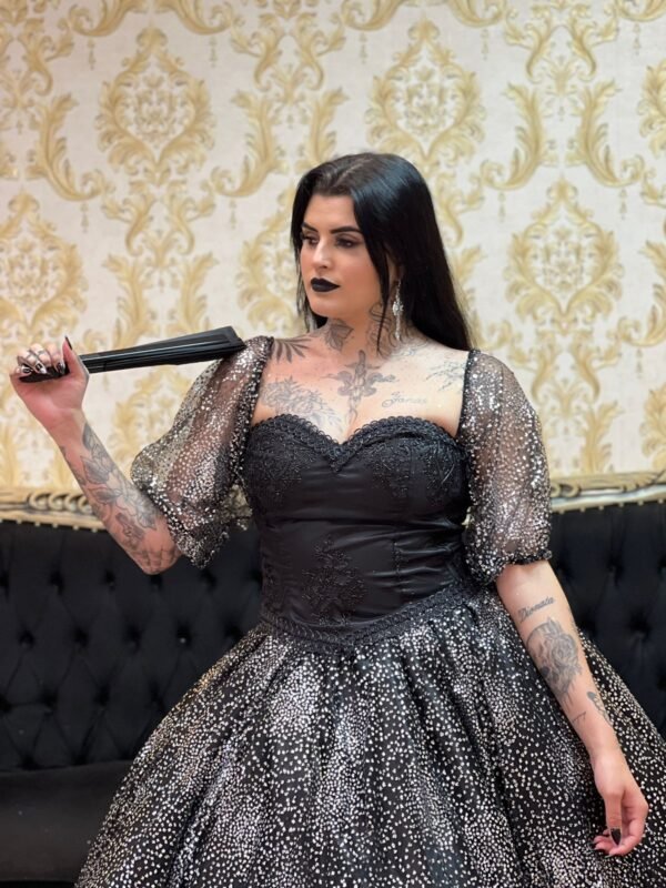 Vestido Brilho de Magia Pto/Prata 231 - Imagem 3