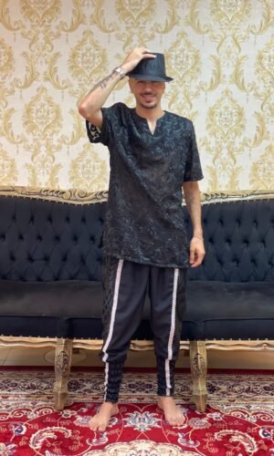 Kafta Chiffon Bordada Preta 207